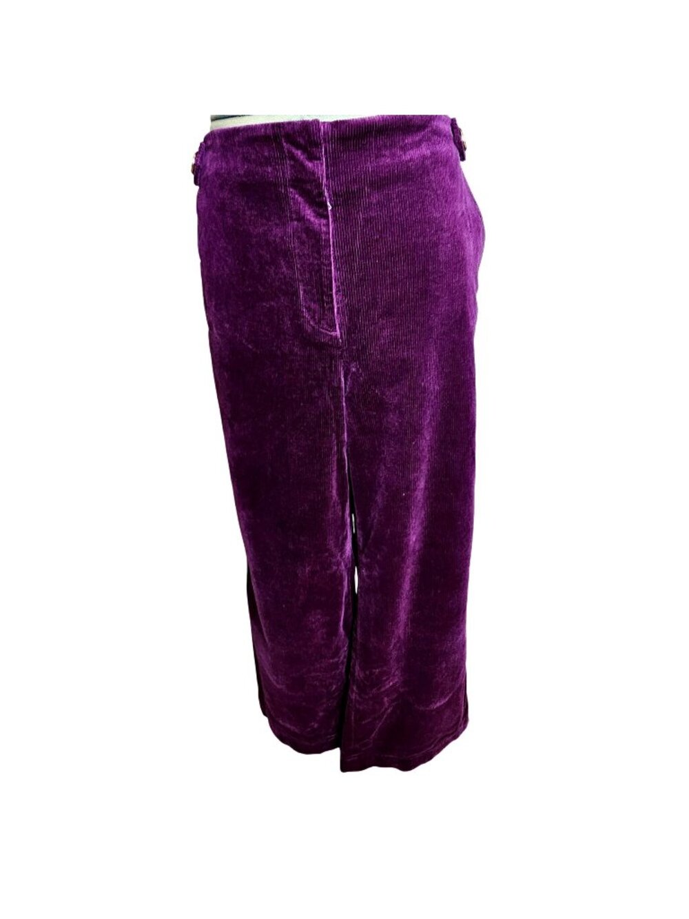 Woman's NWT Retro vintage plum purple wide leg button accent corduroy pants 12P